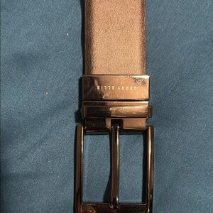 Perry Ellis Black Leather Belt with Classic Rectangular Buckle SOLD